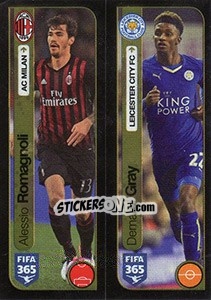 Sticker Alessio Romagnoli (AC Milan) / Demaria Gray (Leicester City FC) - FIFA 365: 2016-2017. South America n. 204 - Panini