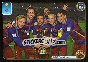 Figurina 6 Barcelona players with the Trophy (FIFA Club World Cup) - FIFA 365: 2016-2017. South America - Panini