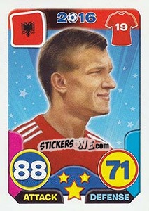 Sticker Armando Vajushi - Top Stars - France 2016 n. 12 - Tekma