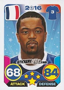 Sticker Patrice Evra - Top Stars - France 2016 n. 18 - Tekma