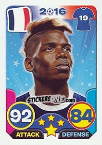 Sticker Paul Pogba - Top Stars - France 2016 - Tekma