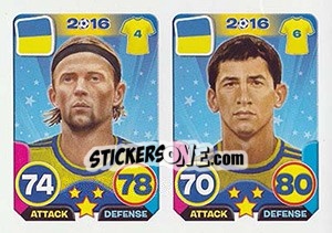 Sticker Anatolij Timošcuk / Taras Stepanenko - Top Stars - France 2016 - Tekma