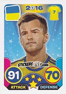 Sticker Andriy Yarmolenko - Top Stars - France 2016 n. 124 - Tekma