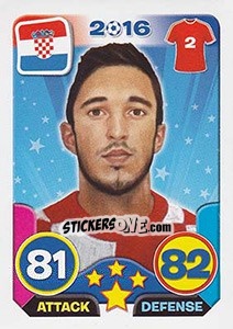 Sticker Šime Vrsaljko - Top Stars - France 2016 - Tekma