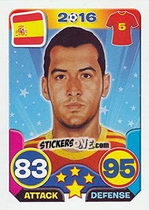 Sticker Sergio Busquets - Top Stars - France 2016 n. 145 - Tekma