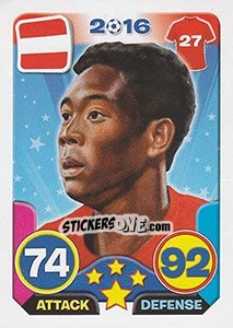Sticker David Alaba - Top Stars - France 2016 n. 213 - Tekma