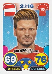 Sticker Sebastian Prödl - Top Stars - France 2016 - Tekma