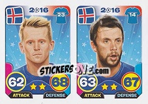 Sticker Ari Freyr Skúlason / Kári Árnason - Top Stars - France 2016 - Tekma