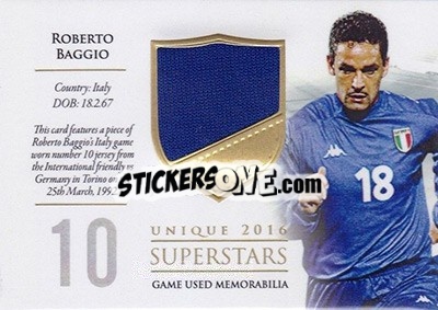 Sticker Roberto Baggio - World Football UNIQUE 2016 - Futera