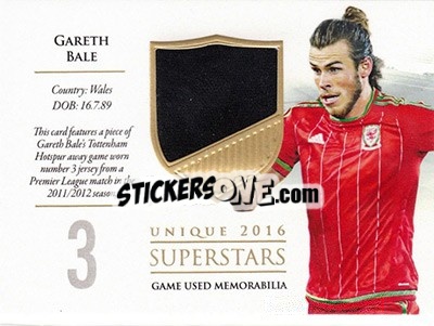 Sticker Gareth Bale - World Football UNIQUE 2016 n. SS05 - Futera
