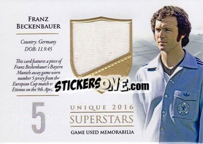 Sticker Franz Beckenbauer - World Football UNIQUE 2016 n. SS06 - Futera