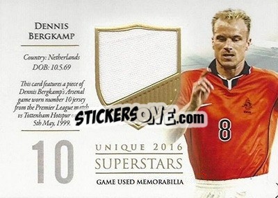 Sticker Dennis Bergkamp - World Football UNIQUE 2016 - Futera