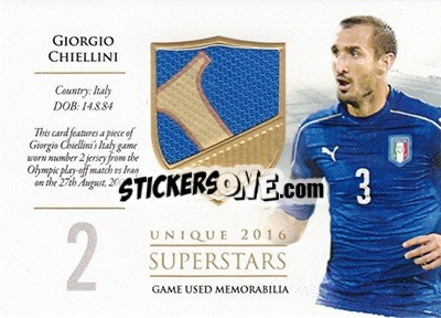Sticker Giorgio Chiellini - World Football UNIQUE 2016 n. SS12 - Futera