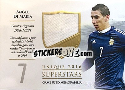 Sticker Angel Di Maria - World Football UNIQUE 2016 - Futera