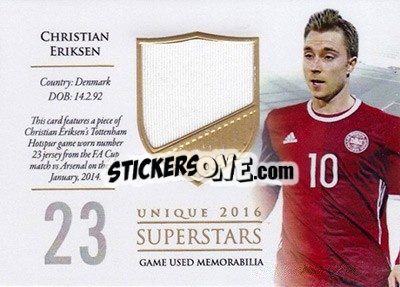 Sticker Christian Eriksen - World Football UNIQUE 2016 n. SS15 - Futera