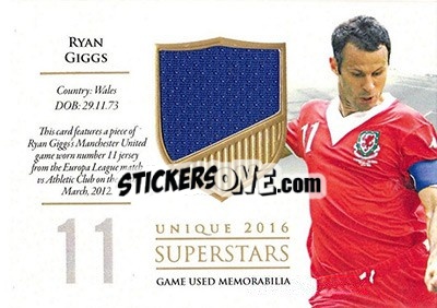 Figurina Ryan Giggs - World Football UNIQUE 2016 - Futera