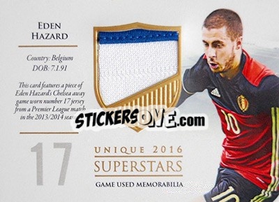 Sticker Eden Hazard - World Football UNIQUE 2016 n. SS19 - Futera