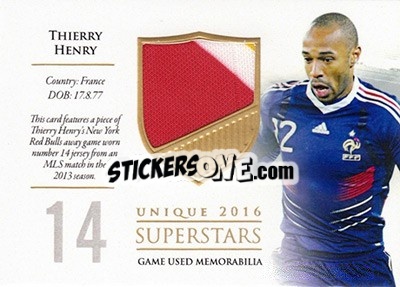 Sticker Thierry Henry - World Football UNIQUE 2016 - Futera