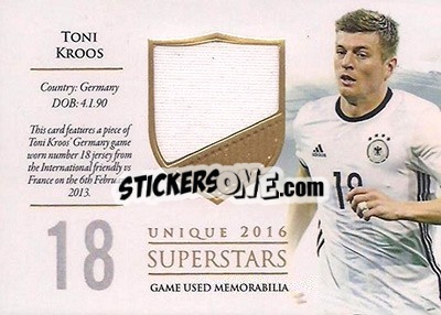 Sticker Toni Kroos - World Football UNIQUE 2016 - Futera