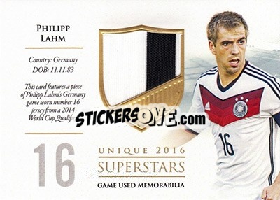 Sticker Philipp Lahm - World Football UNIQUE 2016 n. SS25 - Futera