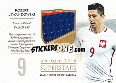Sticker Robert Lewandowski - World Football UNIQUE 2016 - Futera