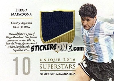 Sticker Diego Maradona - World Football UNIQUE 2016 n. SS27 - Futera