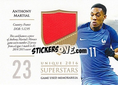 Sticker Anthony Martial - World Football UNIQUE 2016 n. SS28 - Futera