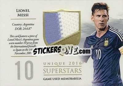 Sticker Lionel Messi - World Football UNIQUE 2016 n. SS30 - Futera
