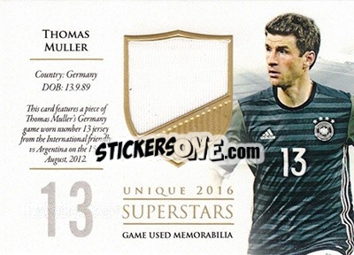Sticker Thomas Muller - World Football UNIQUE 2016 n. SS32 - Futera