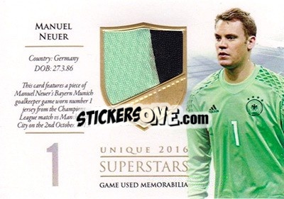 Sticker Manuel Neuer - World Football UNIQUE 2016 n. SS33 - Futera