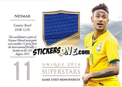 Sticker Neymar - World Football UNIQUE 2016 - Futera