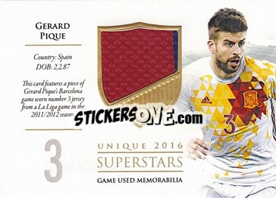 Sticker Gerard Pique - World Football UNIQUE 2016 n. SS38 - Futera