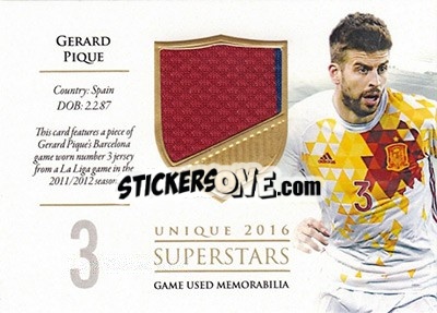 Cromo Gerard Pique - World Football UNIQUE 2016 - Futera