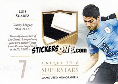 Cromo Luis Suarez - World Football UNIQUE 2016 - Futera