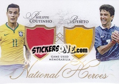 Sticker Philippe Coutinho / Bebeto - World Football UNIQUE 2016 n. NH07 - Futera