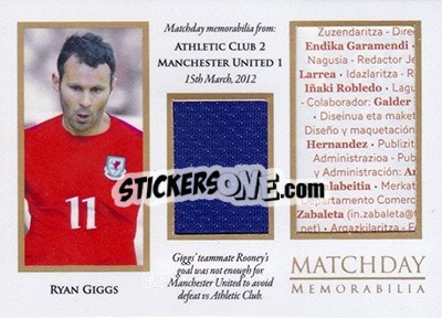 Cromo Ryan Giggs - World Football UNIQUE 2016 - Futera