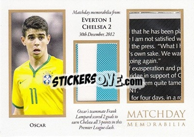 Sticker Oscar - World Football UNIQUE 2016 - Futera