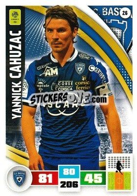 Cromo Yannick Cahuzac - Foot 2016-2017. Adrenalyn Xl n. 26 - Panini