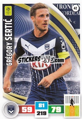 Sticker Grégory Sertic - Foot 2016-2017. Adrenalyn Xl n. 42 - Panini