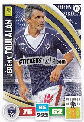 Sticker Jérémy Toulalan - Foot 2016-2017. Adrenalyn Xl n. 51 - Panini