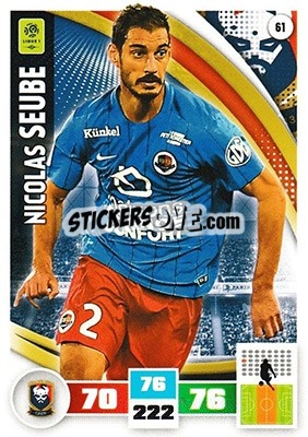 Sticker Nicolas Seube - Foot 2016-2017. Adrenalyn Xl n. 61 - Panini