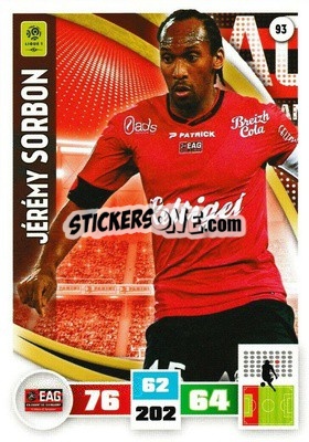 Sticker Jérémy Sorbon - Foot 2016-2017. Adrenalyn Xl n. 93 - Panini