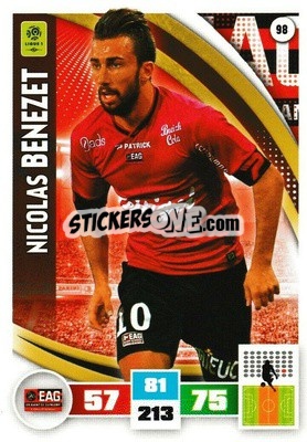 Sticker Nicolas Benezet - Foot 2016-2017. Adrenalyn Xl - Panini