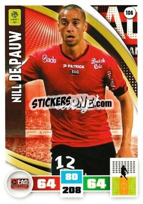 Sticker Nill de Pauw - Foot 2016-2017. Adrenalyn Xl n. 106 - Panini