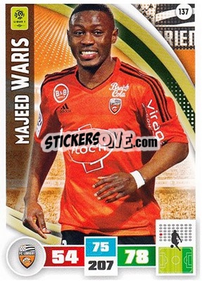 Sticker Majeed Waris - Foot 2016-2017. Adrenalyn Xl n. 137 - Panini