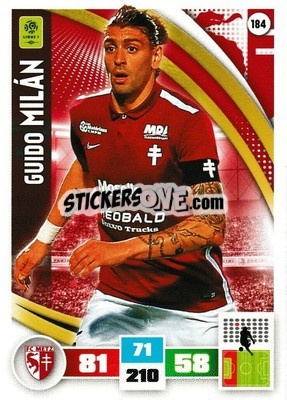 Sticker Guido Milán - Foot 2016-2017. Adrenalyn Xl n. 184 - Panini