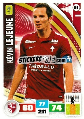 Sticker Kévin Lejeune - Foot 2016-2017. Adrenalyn Xl n. 188 - Panini