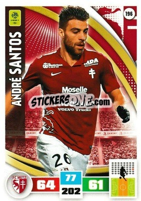 Sticker André Santos - Foot 2016-2017. Adrenalyn Xl n. 196 - Panini