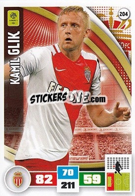 Sticker Kamil Glik - Foot 2016-2017. Adrenalyn Xl n. 204 - Panini