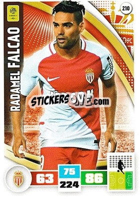 Sticker Radamel Falcao - Foot 2016-2017. Adrenalyn Xl n. 210 - Panini